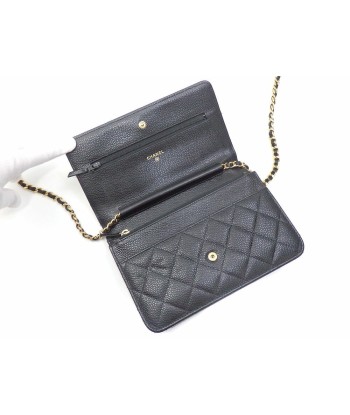 Chanel Chain Matrasse Ladies Black Caviar Skin A33814 Long Wallet Shoulder Bag Coco Mark Comparez et commandez 