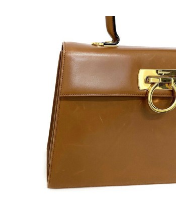 Salvatore Ferragamo Gancini F-14362 Leather Handbag,Shoulder Bag Brown,Gold commande en ligne