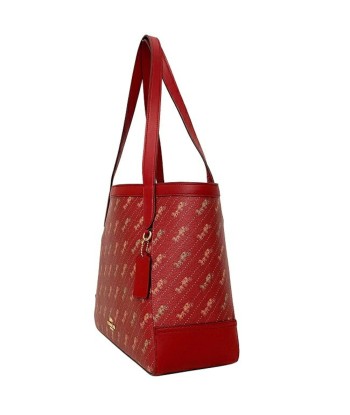 Coach F-14183 Womens PVCLeather Tote Bag GoldRed Color de technologie