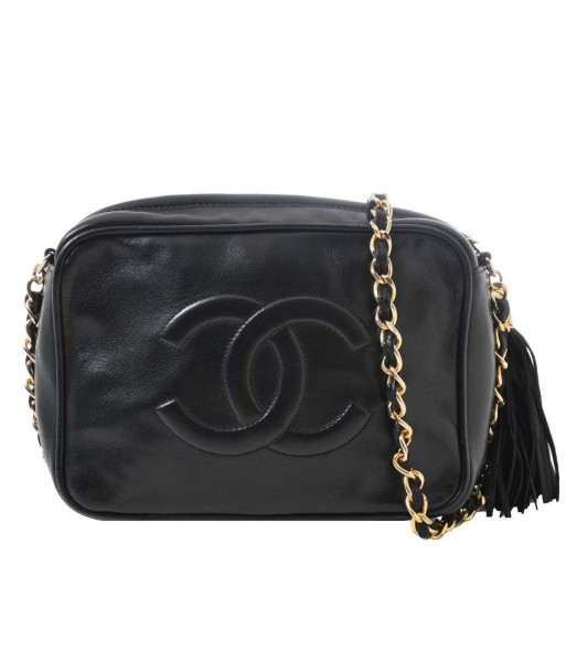 CHANEL Chanel Lambskin Coco Mark Chain Shoulder Bag Black pas cher