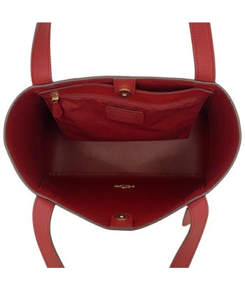 Coach F-14183 Womens PVCLeather Tote Bag GoldRed Color de technologie