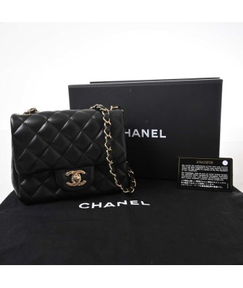 CHANEL Chanel Lambskin Coco Mark Mini Matrasse Chain Shoulder Bag Black le des métaux précieux