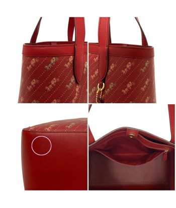 Coach F-14183 Womens PVCLeather Tote Bag GoldRed Color de technologie