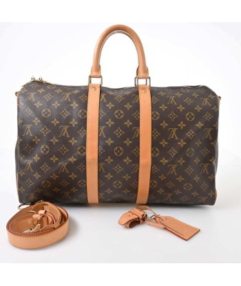 LOUIS VUITTON Monogram Keepall Bandolier 45 Boston Bag Brown PVC Leather En savoir plus