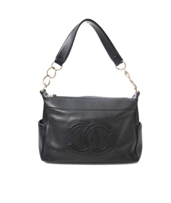 CHANEL Leather Coco Mark Chain One Shoulder Bag Black online