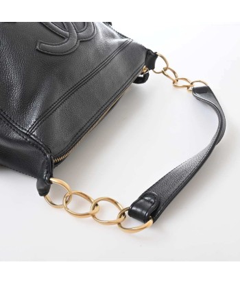 CHANEL Leather Coco Mark Chain One Shoulder Bag Black online