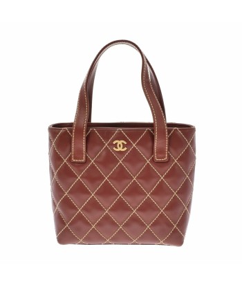 CHANEL Wild Stitch Brown Womens Calf Handbag Amélioration de cerveau avec