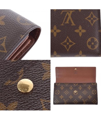 LOUIS VUITTON Monogram Portofeuil Sara Brown M61726 Womens Canvas Long Wallet la colonne vertébrale