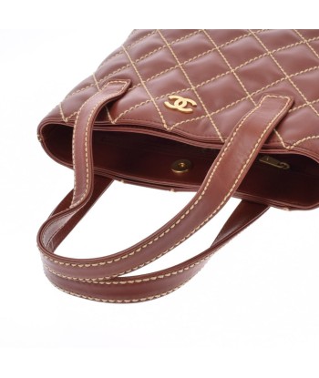 CHANEL Wild Stitch Brown Womens Calf Handbag Amélioration de cerveau avec