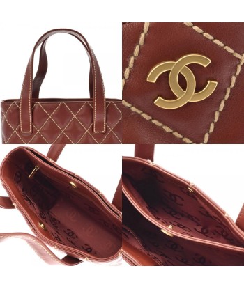 CHANEL Wild Stitch Brown Womens Calf Handbag Amélioration de cerveau avec