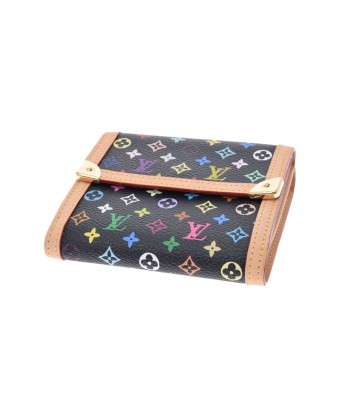 LOUIS VUITTON Multicolor Portofeuil Elise Wallet Noir M91984 Unisex Tri-Fold Shindo brillant des détails fins