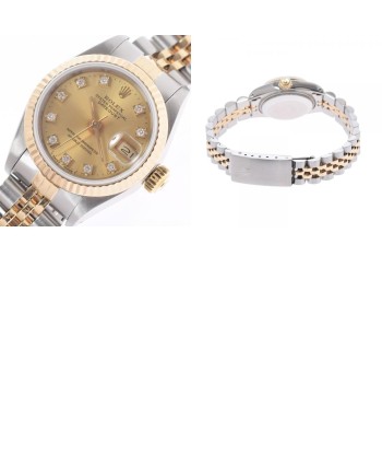 ROLEX Datejust 10P diamond 69173G Ladies YG / SS watch self-winding champagne dial les muscles