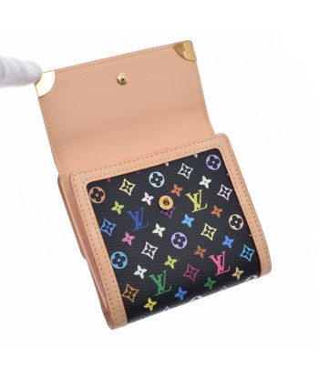 LOUIS VUITTON Multicolor Portofeuil Elise Wallet Noir M91984 Unisex Tri-Fold Shindo brillant des détails fins